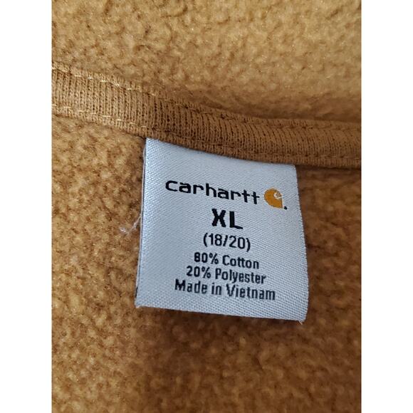 Carhartt Brown Full-Zip Hoodie XL Logo Sweatshirt Workwear Cotton Blend - Picture 5 of 11